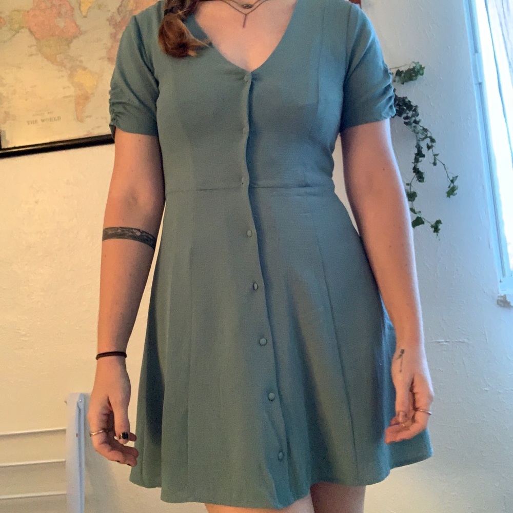 Blue button down summer dress